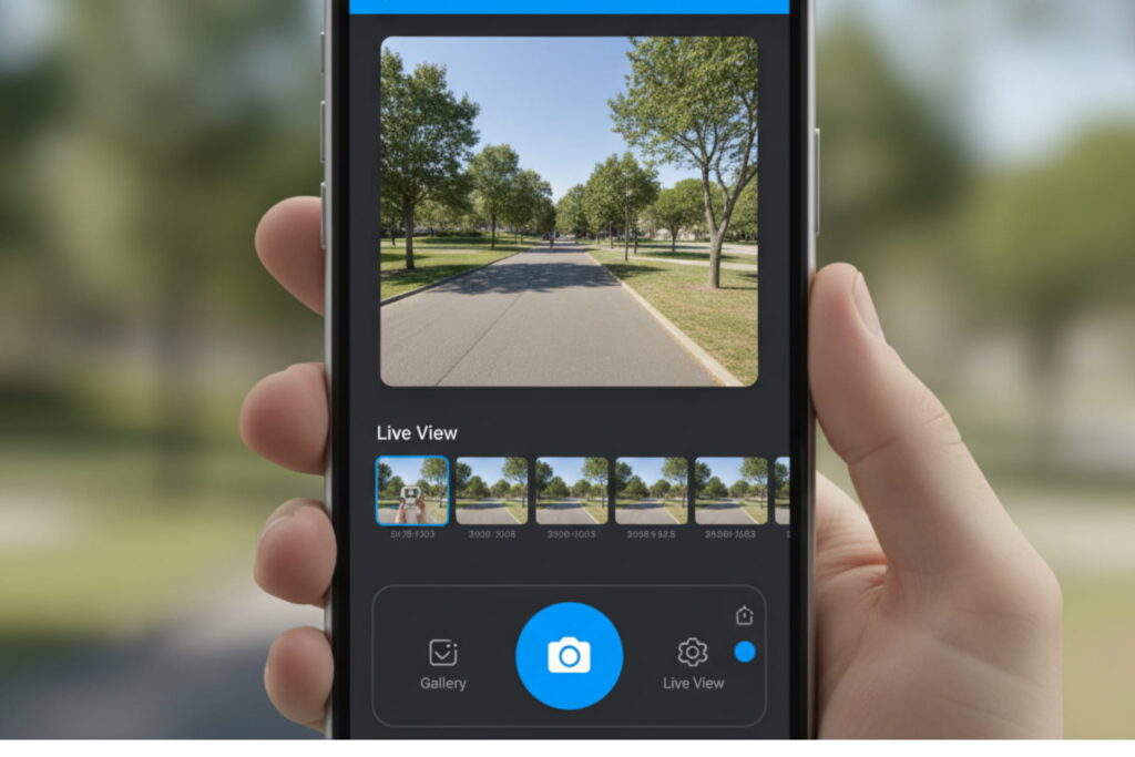Meta View app interface on smartphone showing photos, settings, and live view from glasses, Meta’s new glasses