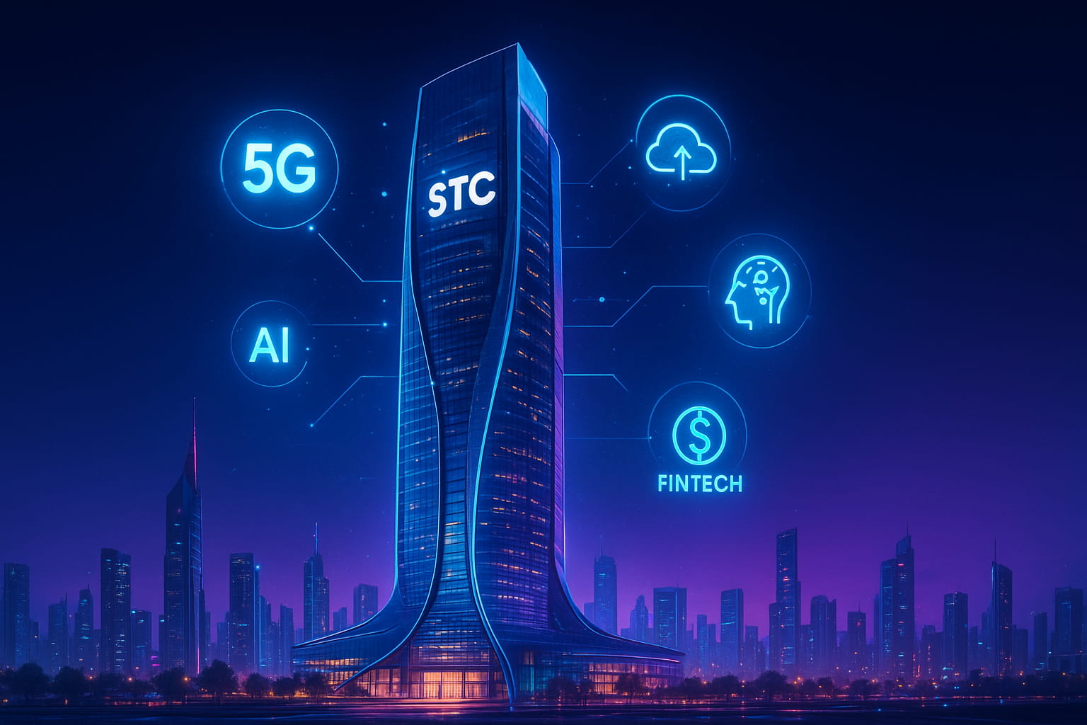 STC Group headquarters building in Saudi Arabia, symbolizing leadership in telecom, 5G, fintech, and digital transformation.