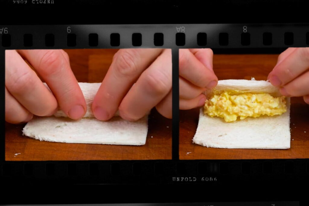 bread appetizers, egg bread appetizer, bread folding in egg mixture, 