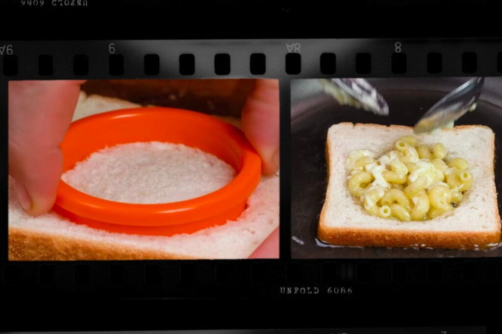 bread pasta sandwich, circle pasta pochets, bread appetizers