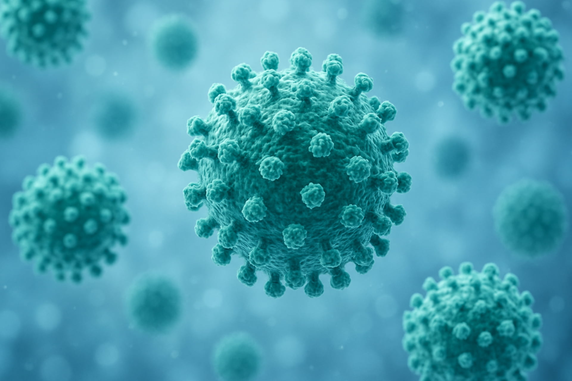 Microscopic illustration of Norovirus particles, the highly contagious virus responsible for the Winter Vomiting Disease and acute gastroenteritis, norovirus