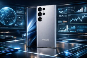 Samsung Galaxy S26 Ultra titanium silver design with rounded corners and quad camera system, samsung galaxy S26