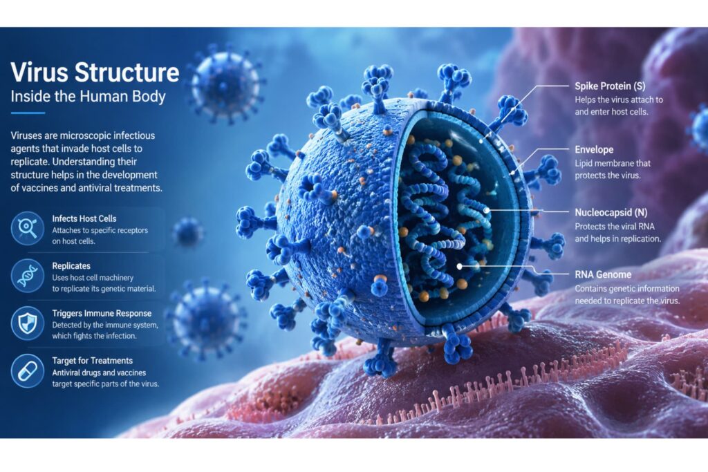 3D medical illustration of the Ebola virus structure, ebola
